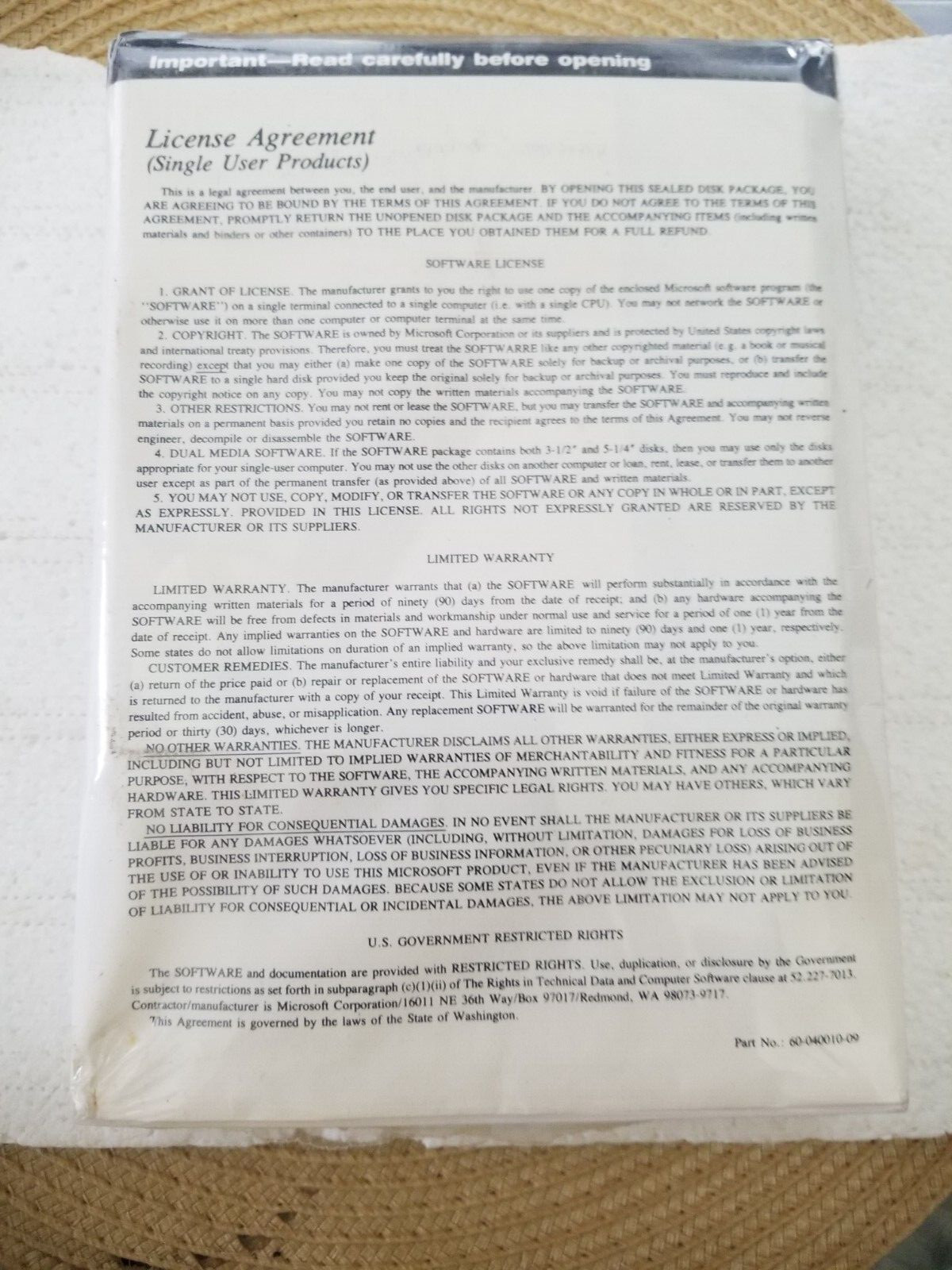 Microsoft Windows 3.0 Graphical Environment 5.25″ Disks Sealed