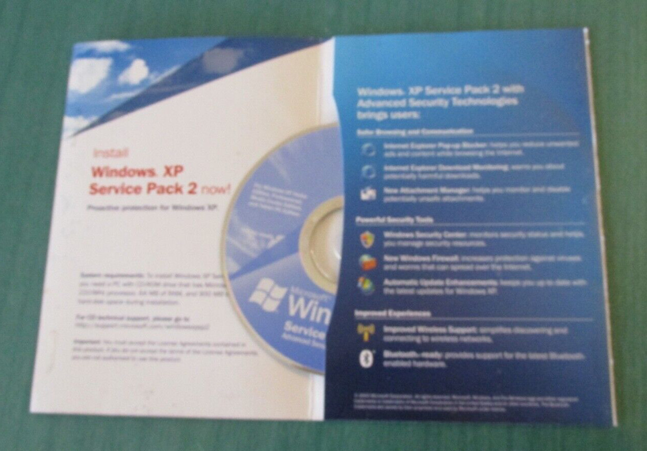 MICROSOFT WINDOWS XP – SERVICE PACK 2 – NO Product Key – EUC!