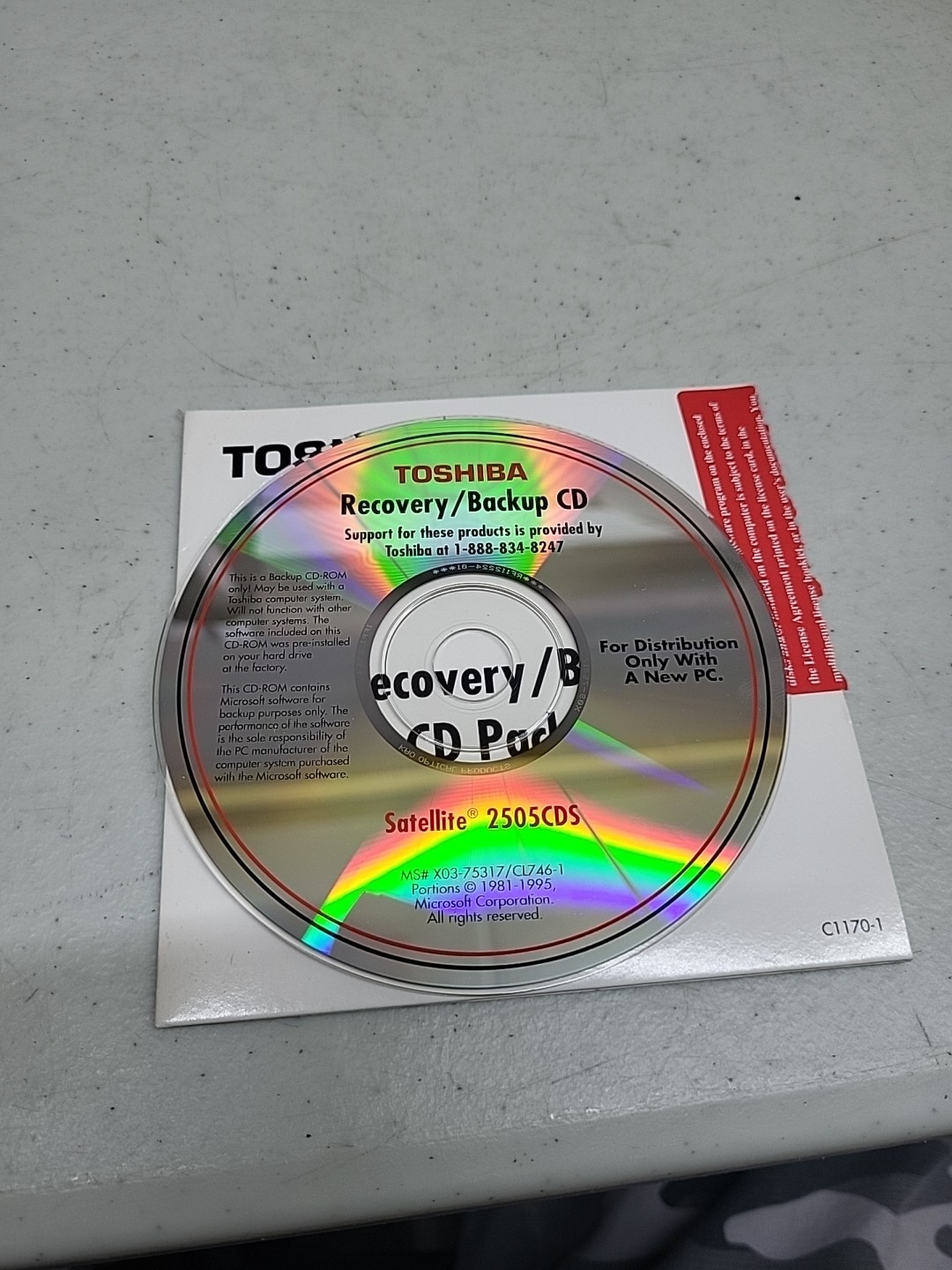 Toshiba Recoveey/Backup Satellite 2505CDS Backup C1170-1