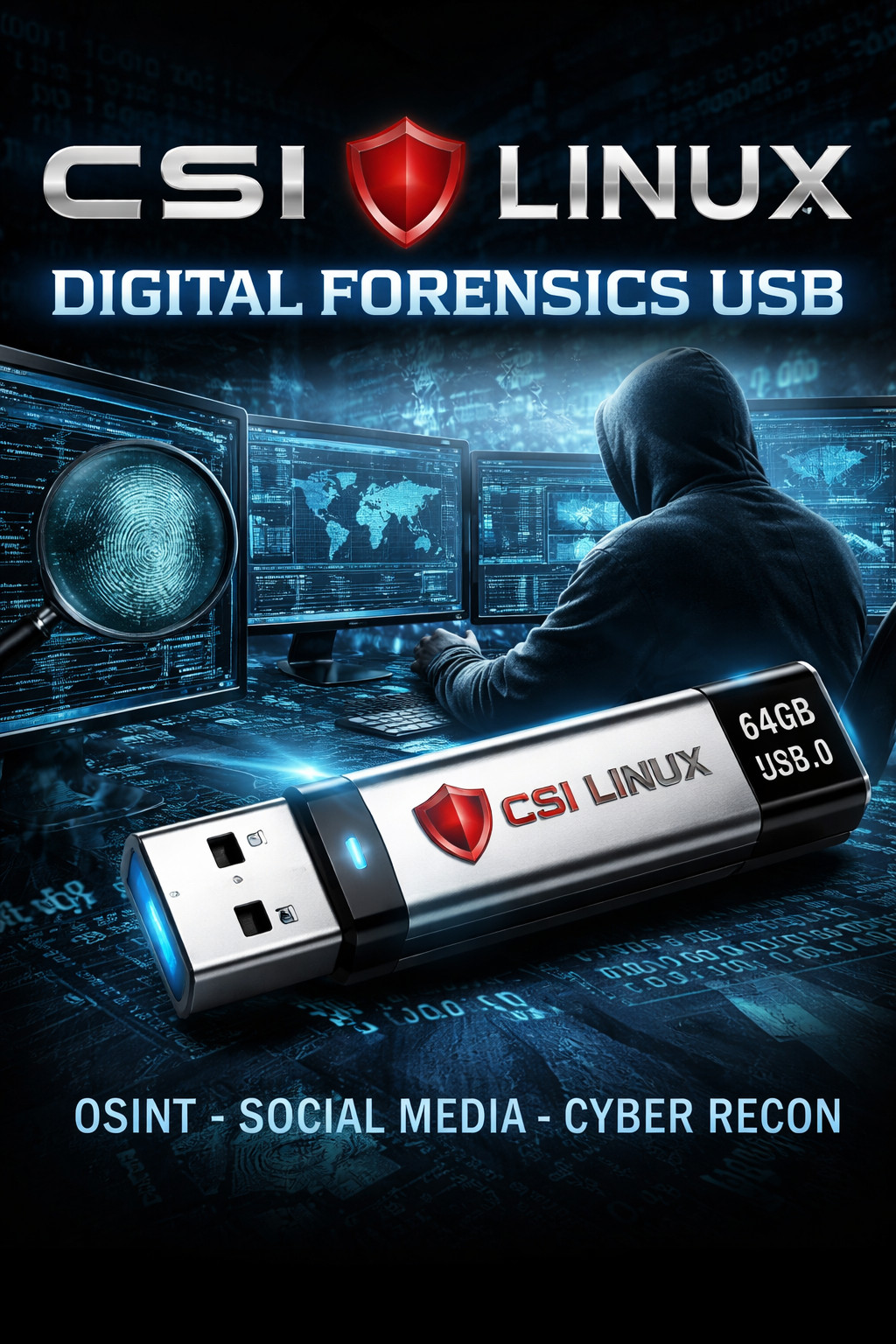 CSI Linux Digital Forensics USB 64GB | OSINT, Cyber Recon & Investigation Tools