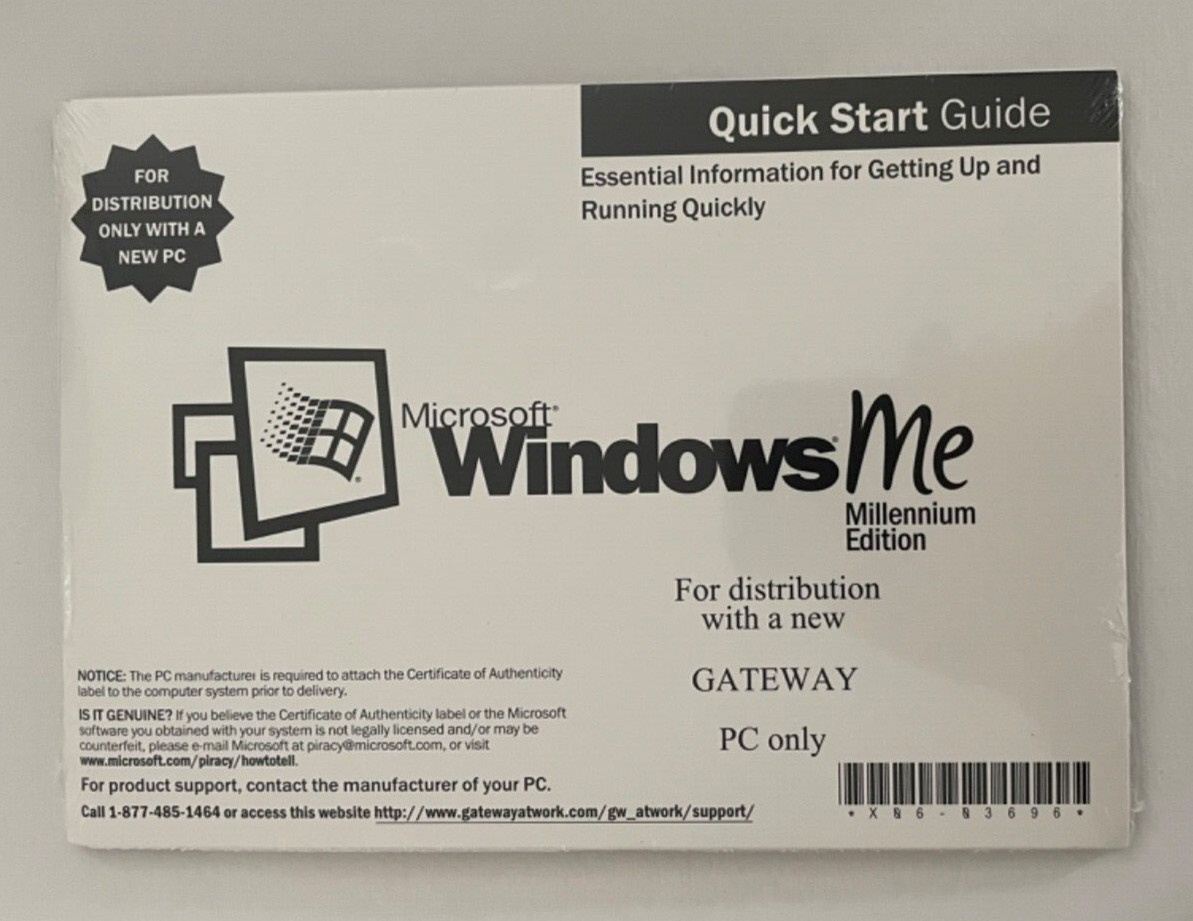 Microsoft Windows ME Millennium Edition GATEWAY & Reinstallation CD. Rare Sealed
