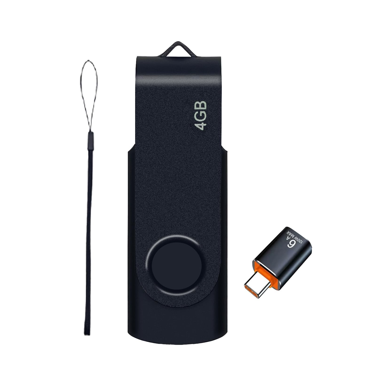1PCS USB Flash Drive 4GB,1 Type – C Adapters,USB 2.0 Thumb USB Drives with 1 …