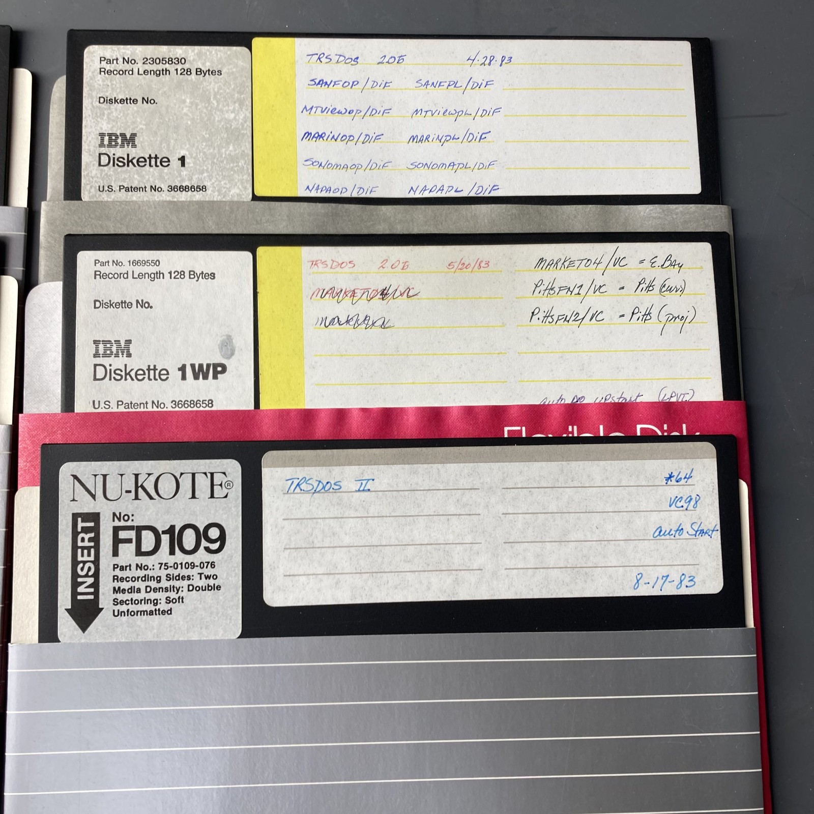 RadioShack Tandy TRSDOS III 4.1 II 2.05 Lot of 6 8 Inch Floppy Diskette