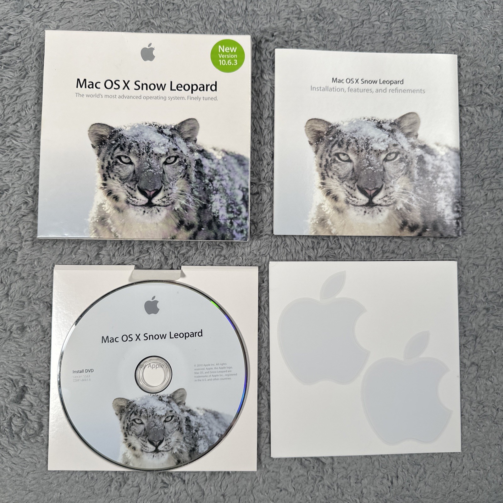 Apple Mac OS x Snow Leopard 10.6.3 Install Disc Complete In Box