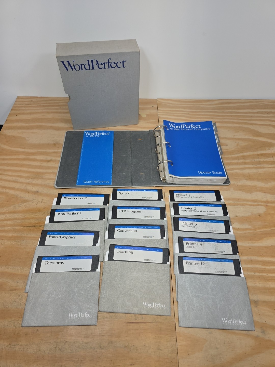 WordPerfect 1988 Installation Set – 5.25” Disks – Manual & Reference – Untested