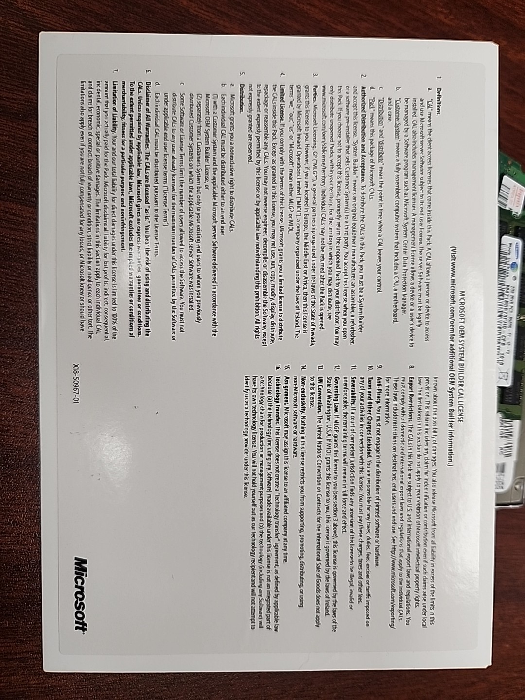 Microsoft Windows Server CAL 2012 R18-03683 1PK COA DSP OEI 5 clt Device CAL