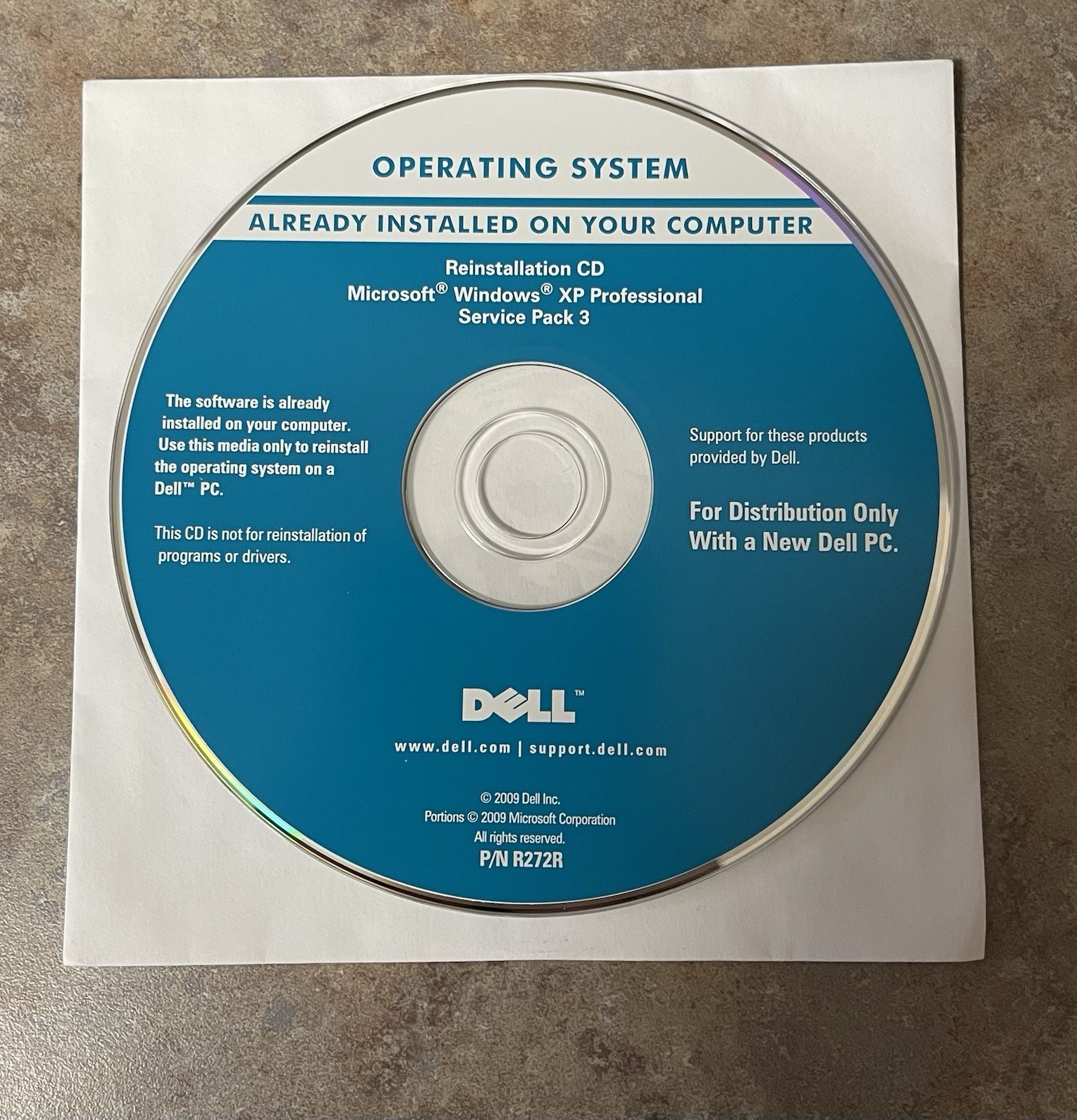 Five(5) DELL 0K160T K160T Windows XP Professional SP3 Reinstallation CD Opened