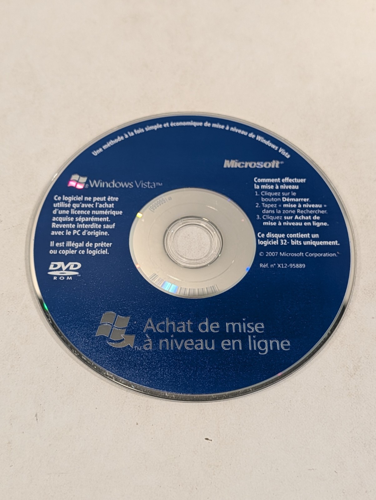Microsoft Windows Vista Upgrade 32 bit French DVD – DISC ONLY