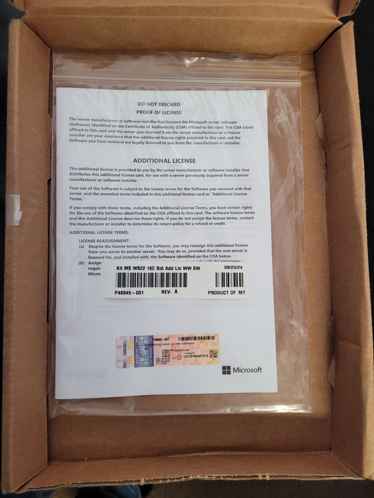 HPE P46195-B21 Windows Server 2022 Standard 16-Core Add-On License Pack New Open