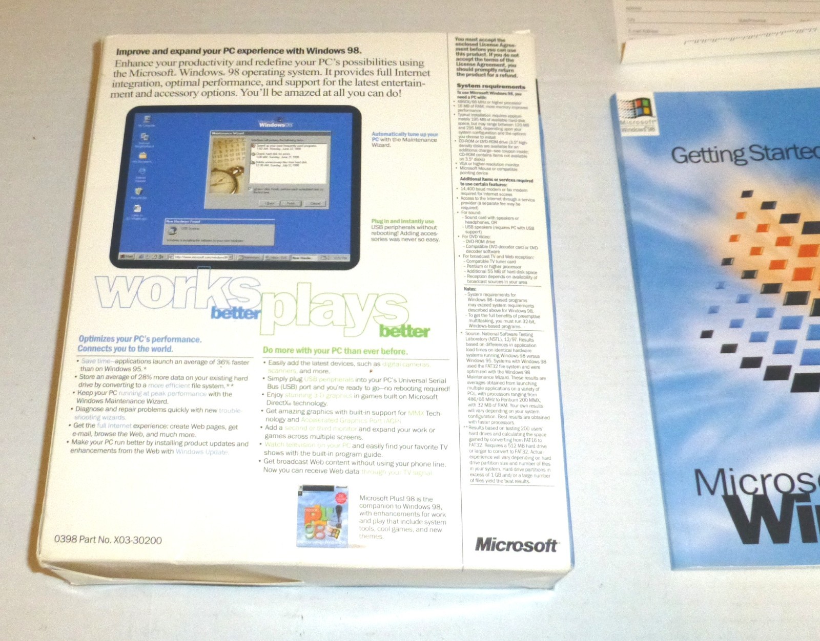 Vintage Microsoft Windows 98 Upgrade CD-Rom with Product Key Retail Box