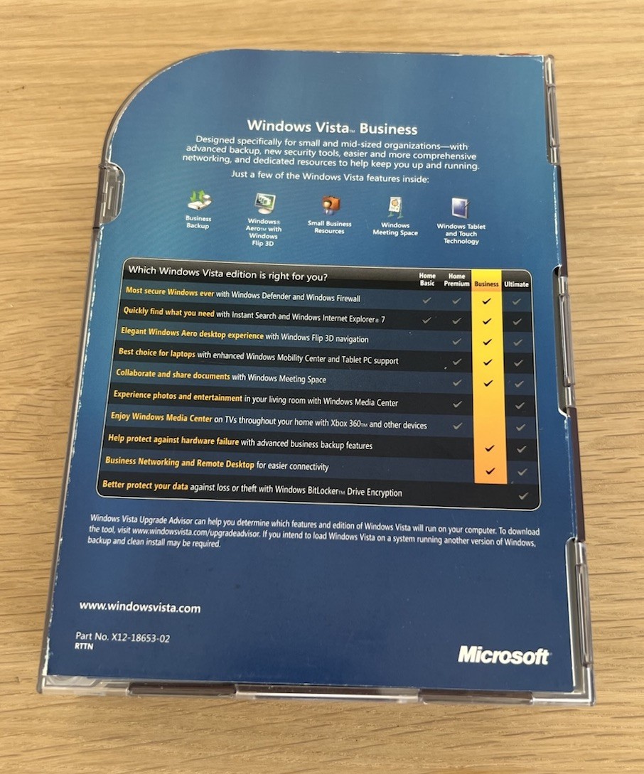 Microsoft Windows Vista Business 32-Bit Retail Version