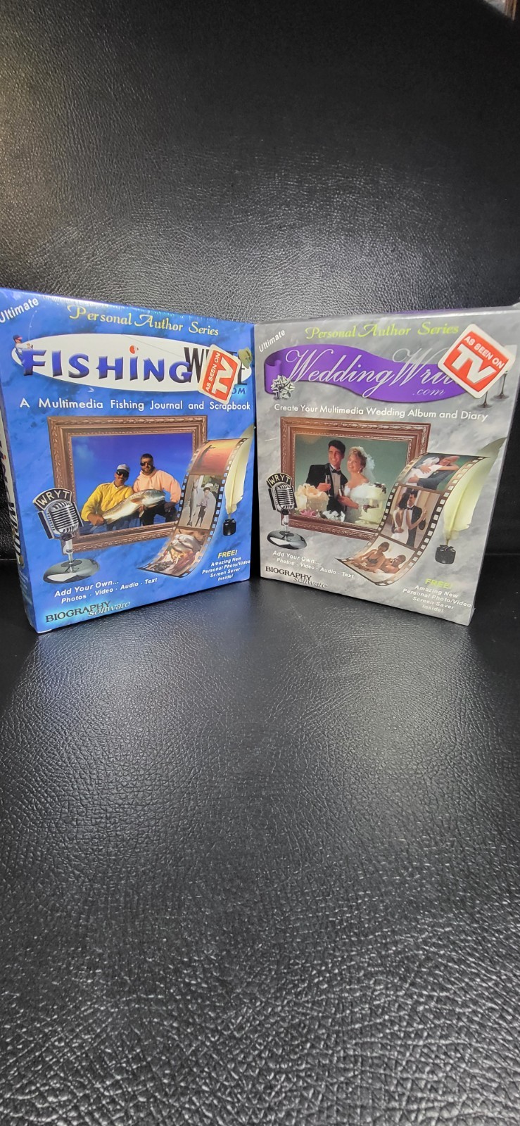 Vintage PC Software .com FISHING & WEDDING Big Box Complete Set CD Manuals WIN95
