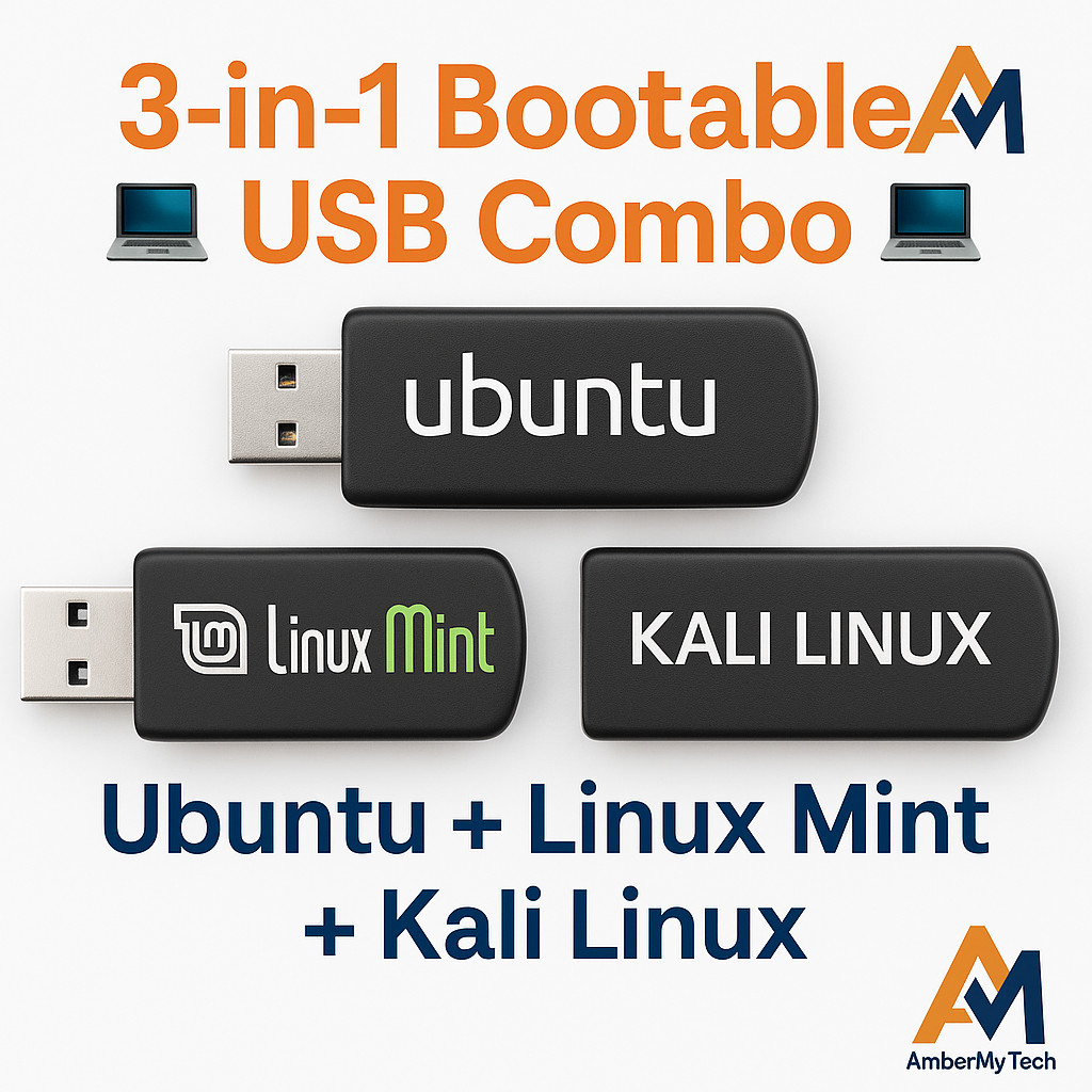 Lot of 3 Bootable USB Drives – Ubuntu, Linux Mint & Kali Linux | FREE SHIPPING