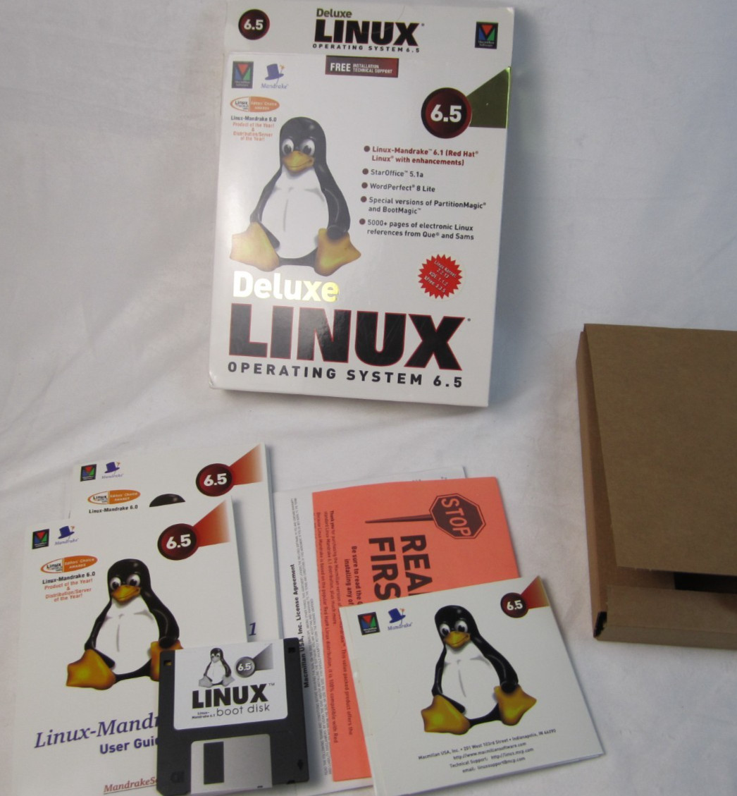 Deluxe Linux Mandrake 6.5 (Red Hat) Operating System – New Open Box – Read Desc