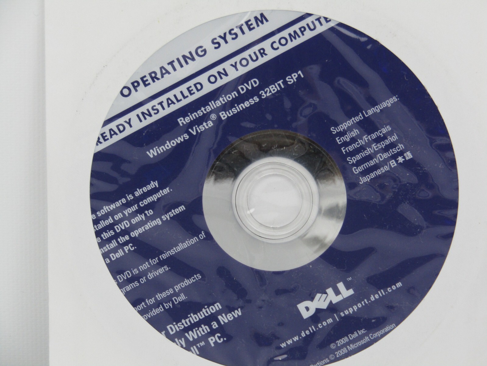 Dell Microsoft Windows Vista Business 32BIT SP1 Reinstallation DVD