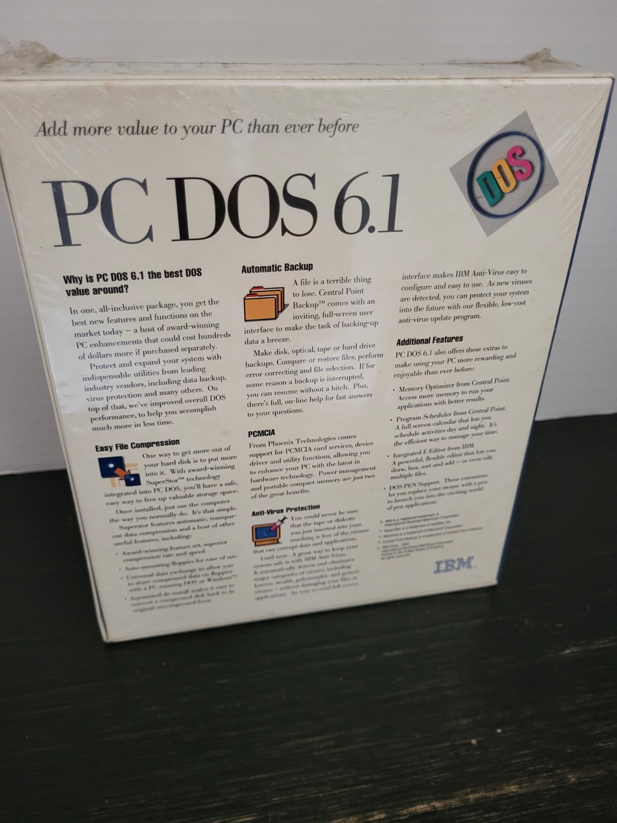 IBM PC DOS Version 6.1 3.5″ Disks UPGRADE Edition 1993 BRAND NEW SEALED