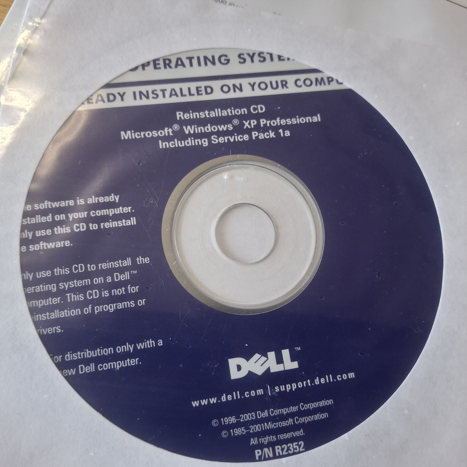 DELL WINDOWS XP PROFESSIONAL FULL OPERATING SYSTEM WINDOWS SP1 & SERVICE PACK 2