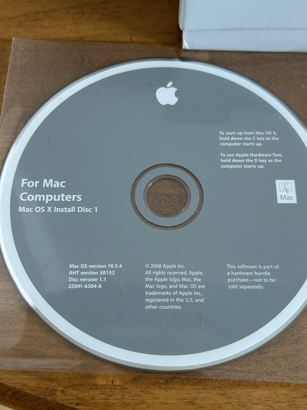 Mac Computers OS X Install Disc 1 & 2 Version 10.5.4 2008 Model 3A152 No Manuals