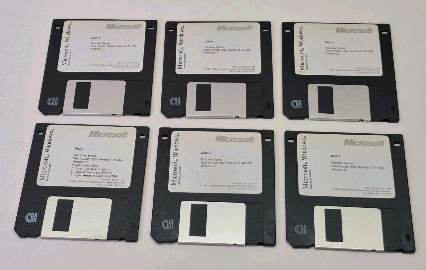 3.5″ HD Floppy Disk (1-6) Full Set Microsoft Windows 3.1 Operating System