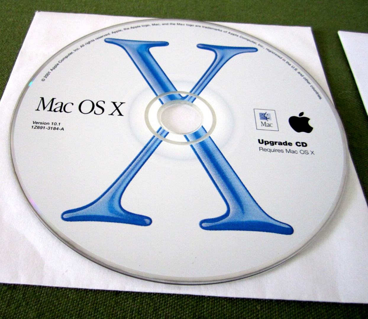 Vtg Mac OS X Upgrade Version 10.1 1Z691-3184-A Install Disc 2001 & Hardware Test