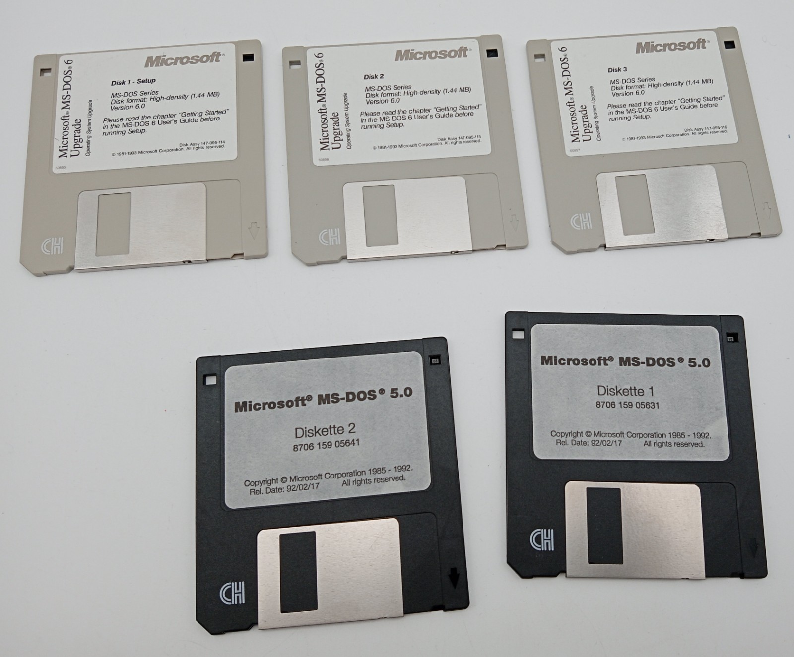 Microsoft MS-DOS 6.0 Upgrade & MS-DOS 5 .0 Operating System 3.5″ Disk vtg LOT
