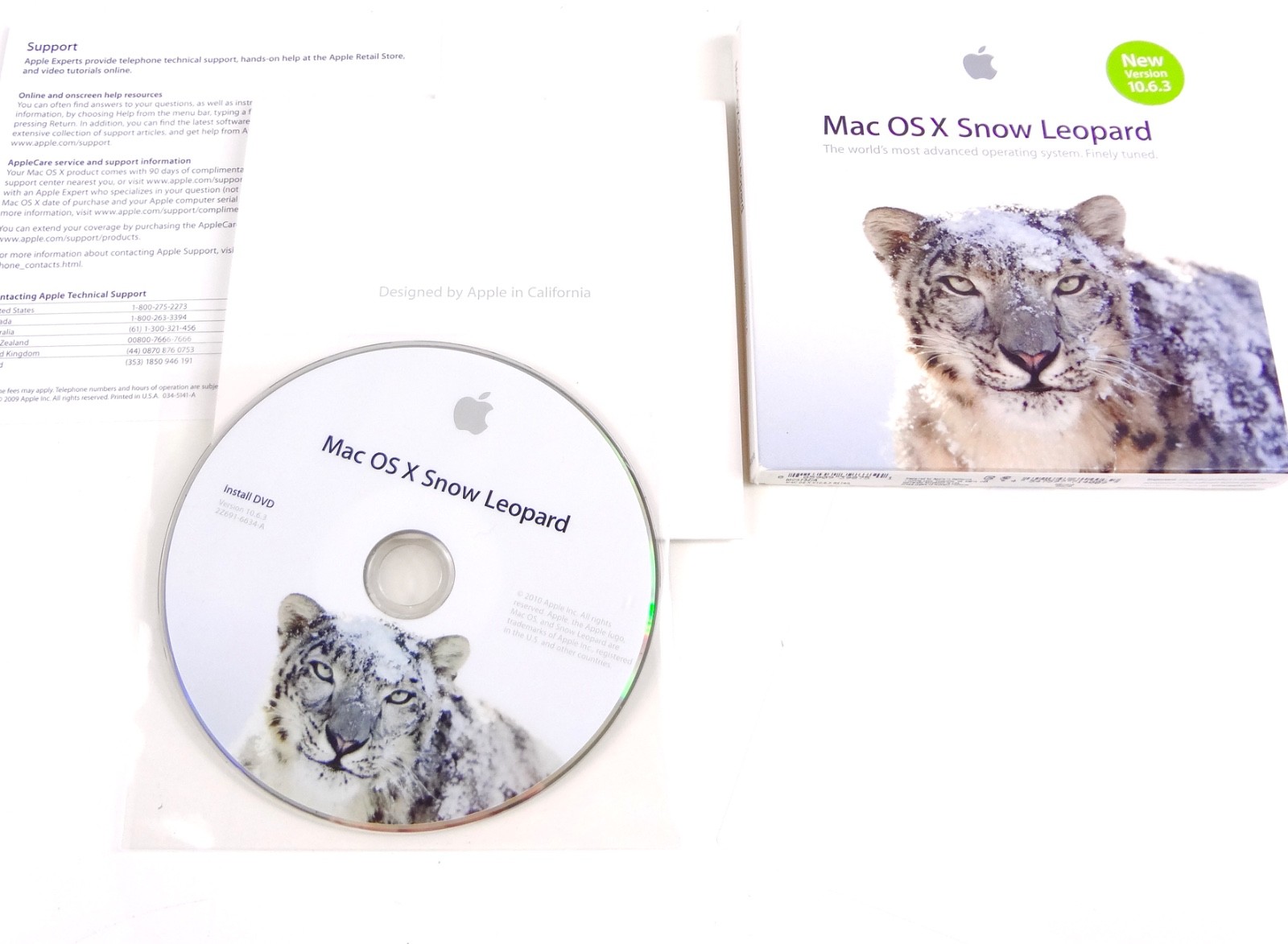 Mac OS X Leopard 10.5 + OS X Snow Leopard 10.6.3 DVD . PERFECT Condition BOXED .