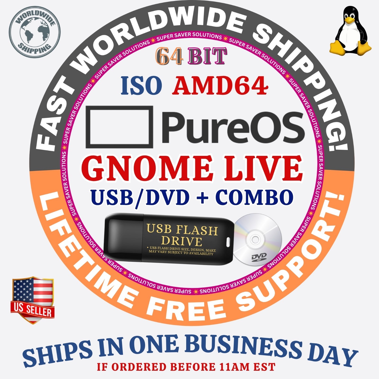 PureOS LINUX OS ISO 64BIT USB-DVD LIVE-FULL INSTALL BYZANTIUM PLASMA GNOME