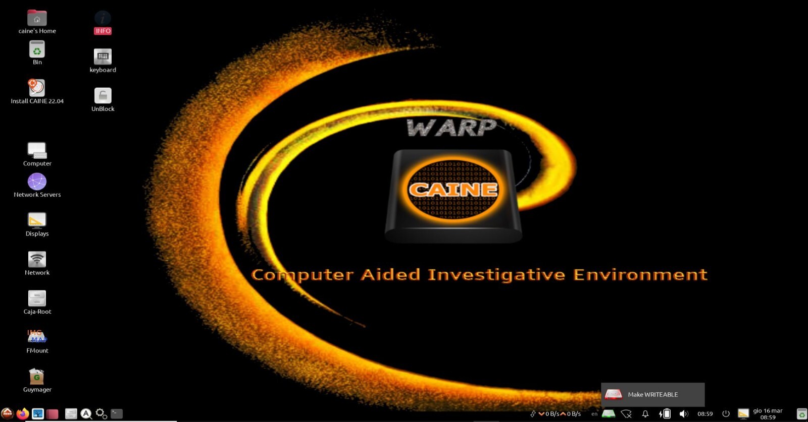 CAINE 13 Warp Forensic Environment Linux OS | 64Bit | Live Boot USB/DVD | MAC/PC