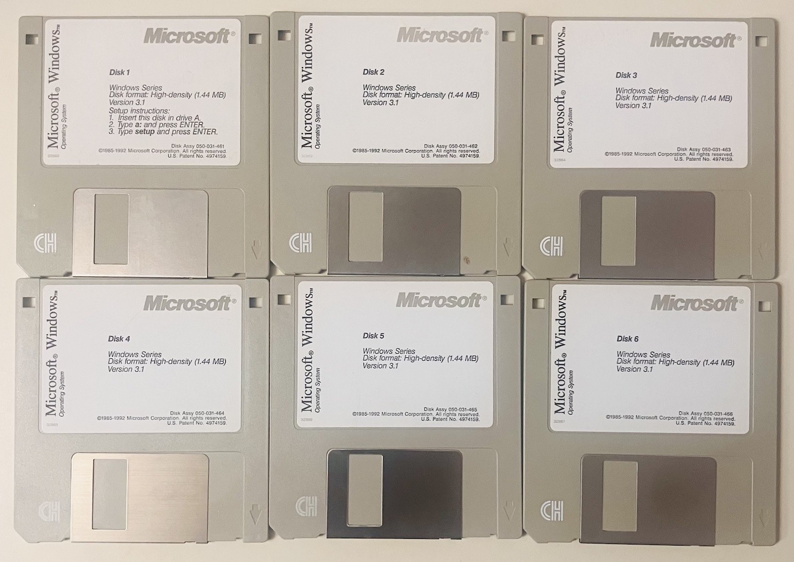 Microsoft Windows 3.1 1992 Complete 6 Disk Set User Guide 3.5 Floppy
