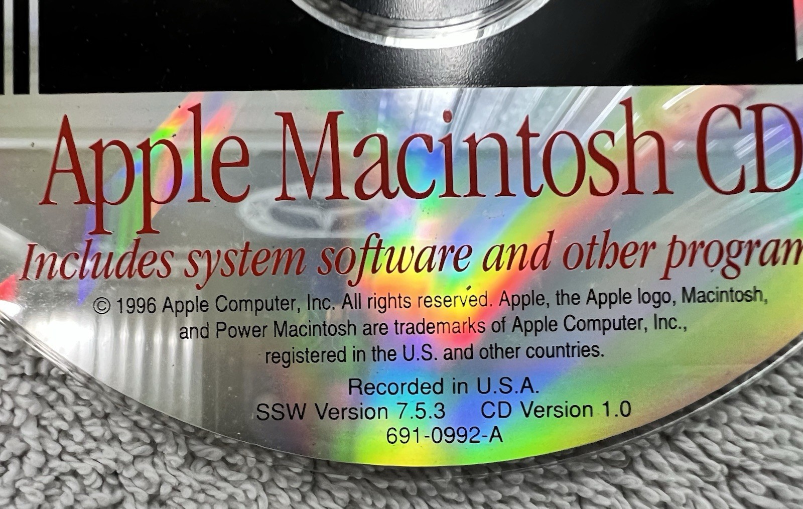 Apple CD Power Macintosh 5260/100 System Software 7.5.3 Restore Disc 1996
