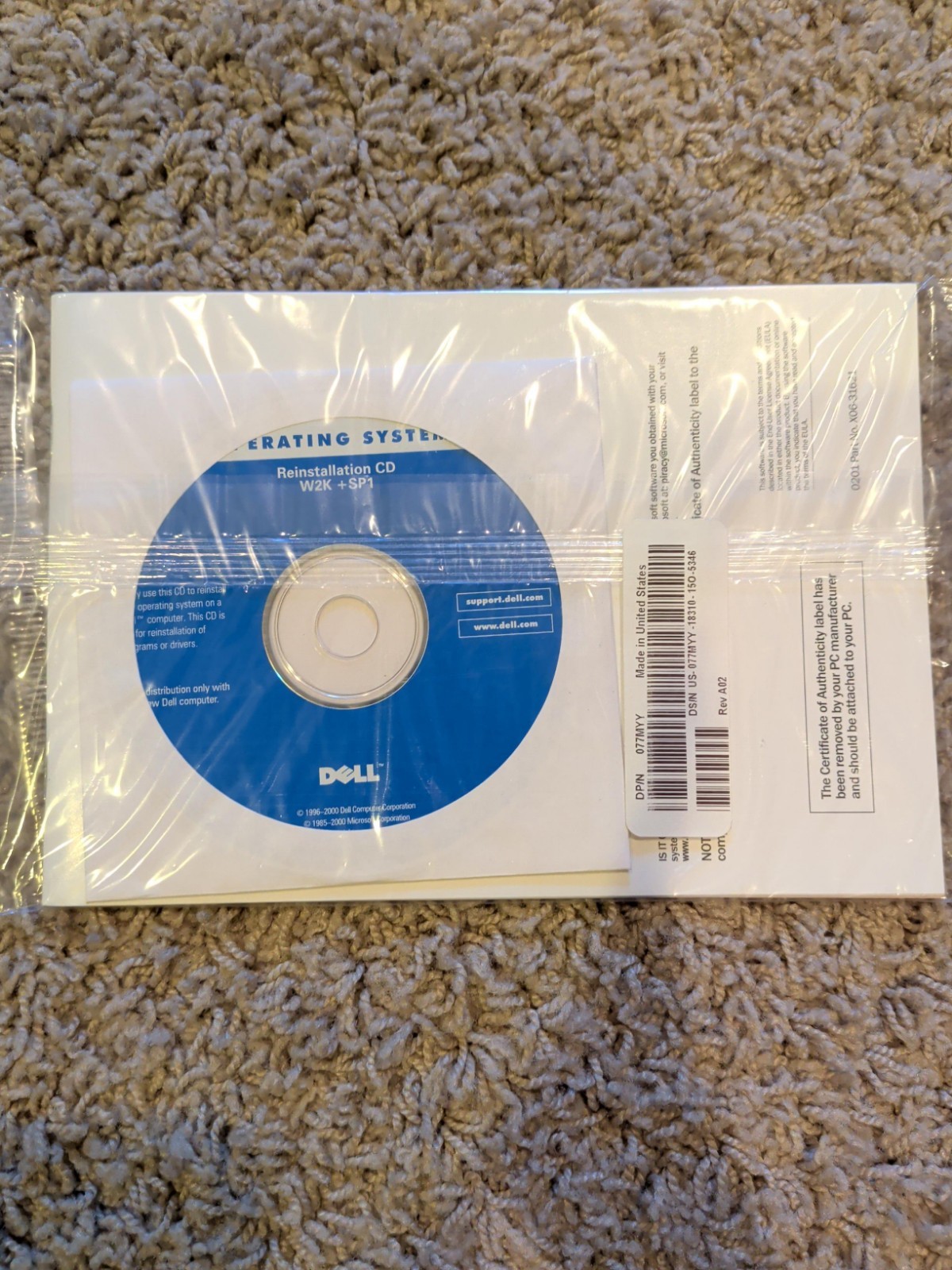 Microsoft Windows 2000 Professional (W2K + SP1) Dell Factory Sealed NOS