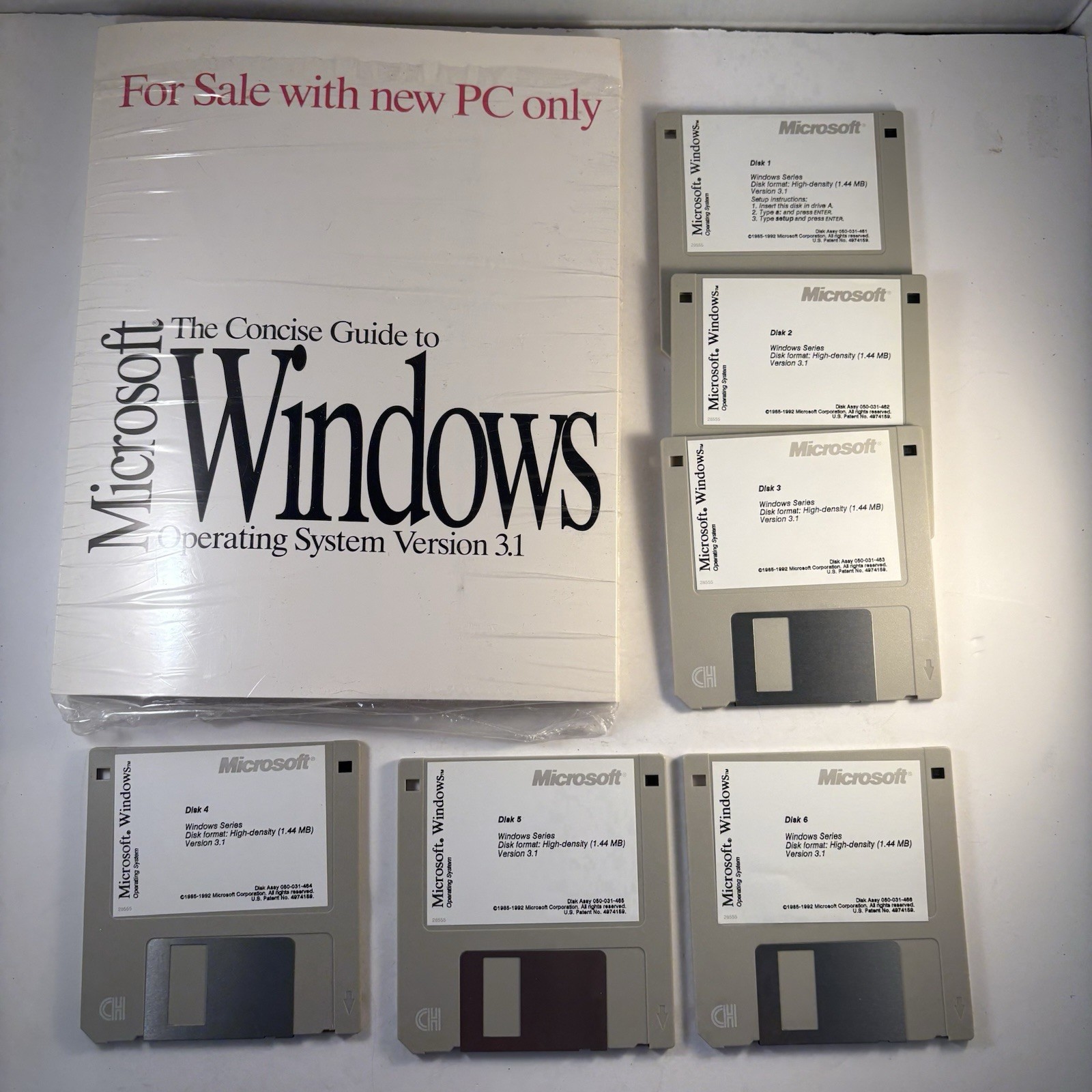 Microsoft Windows 3.1 Operating System Boxed Set Manual 3.5″ Floppy Un-Tested