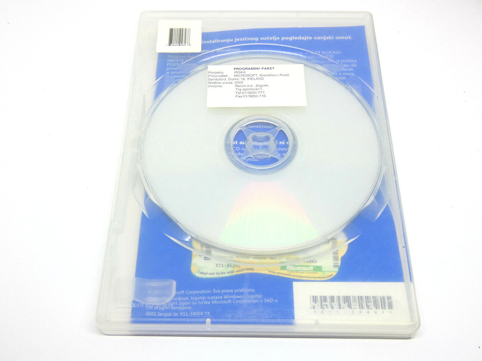 MICROSOFT WINDOWS XP PRO SP2 ENGLISH + Serial and Croatian language pack CD