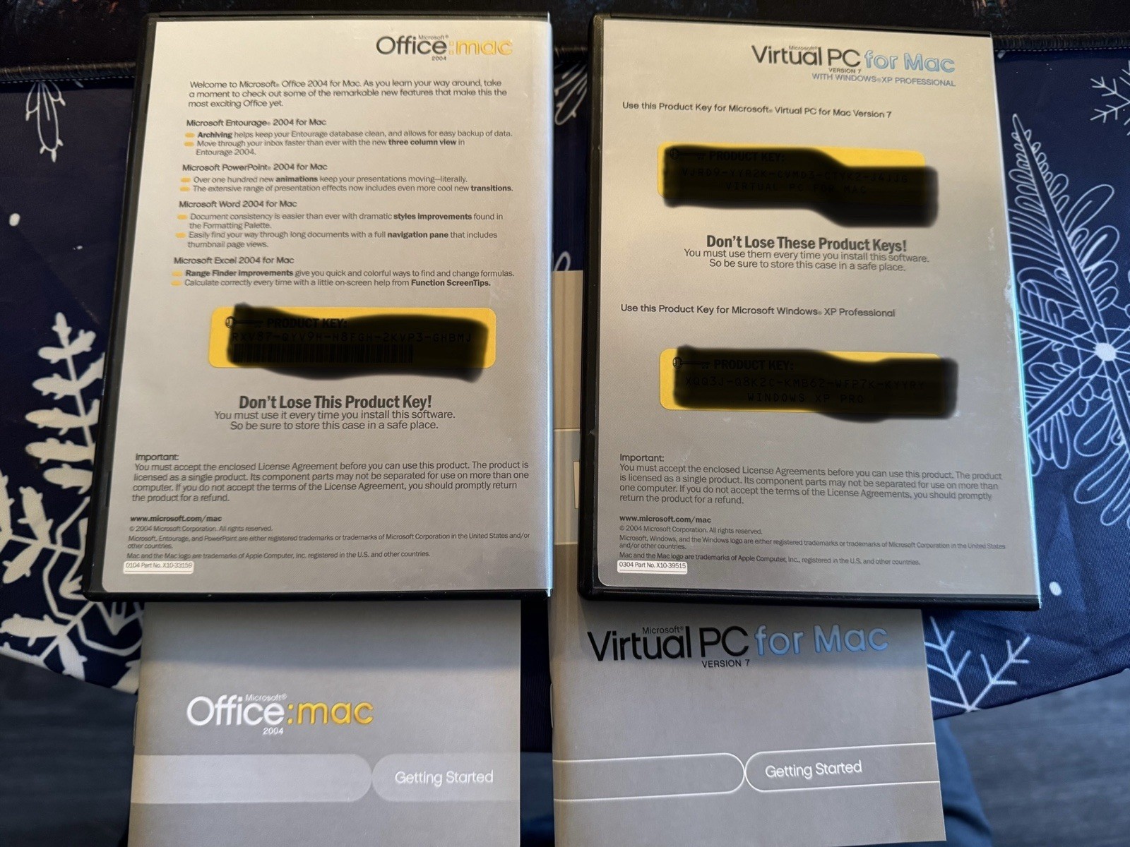 Microsoft Virtual PC for Mac Ver. 7 WINDOWS XP Pro Office Mac 2004 Install Keys