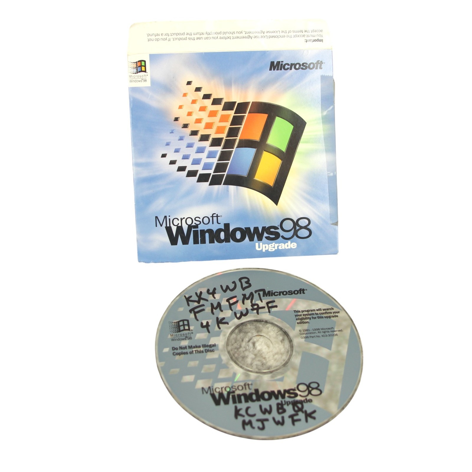 Windows 98 First Edition Upgrade CD No Product Key Used
