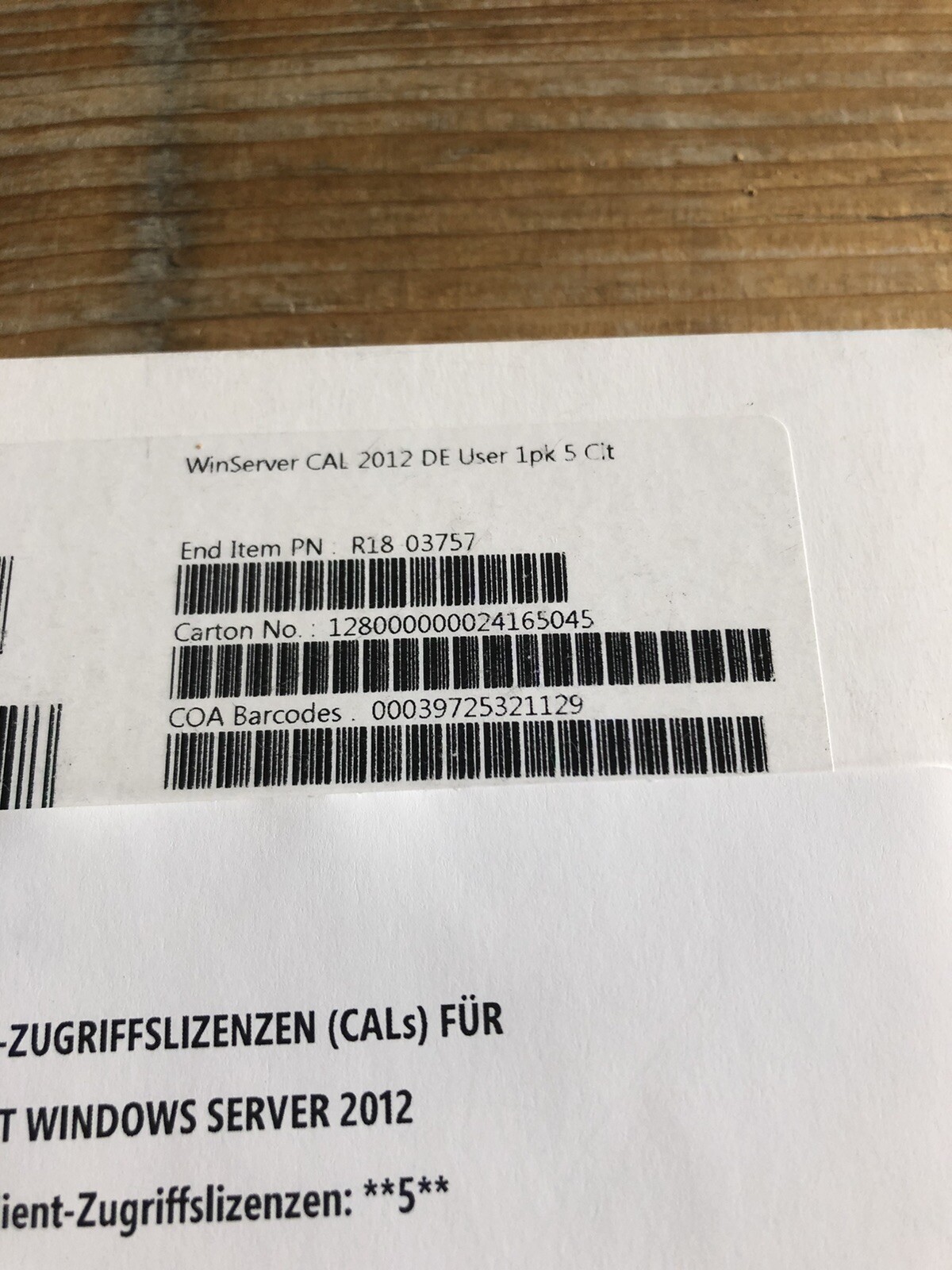 Windows Server Standard 2012 R2, DVD DE with 5 User SB Full Version, VAT Invoice