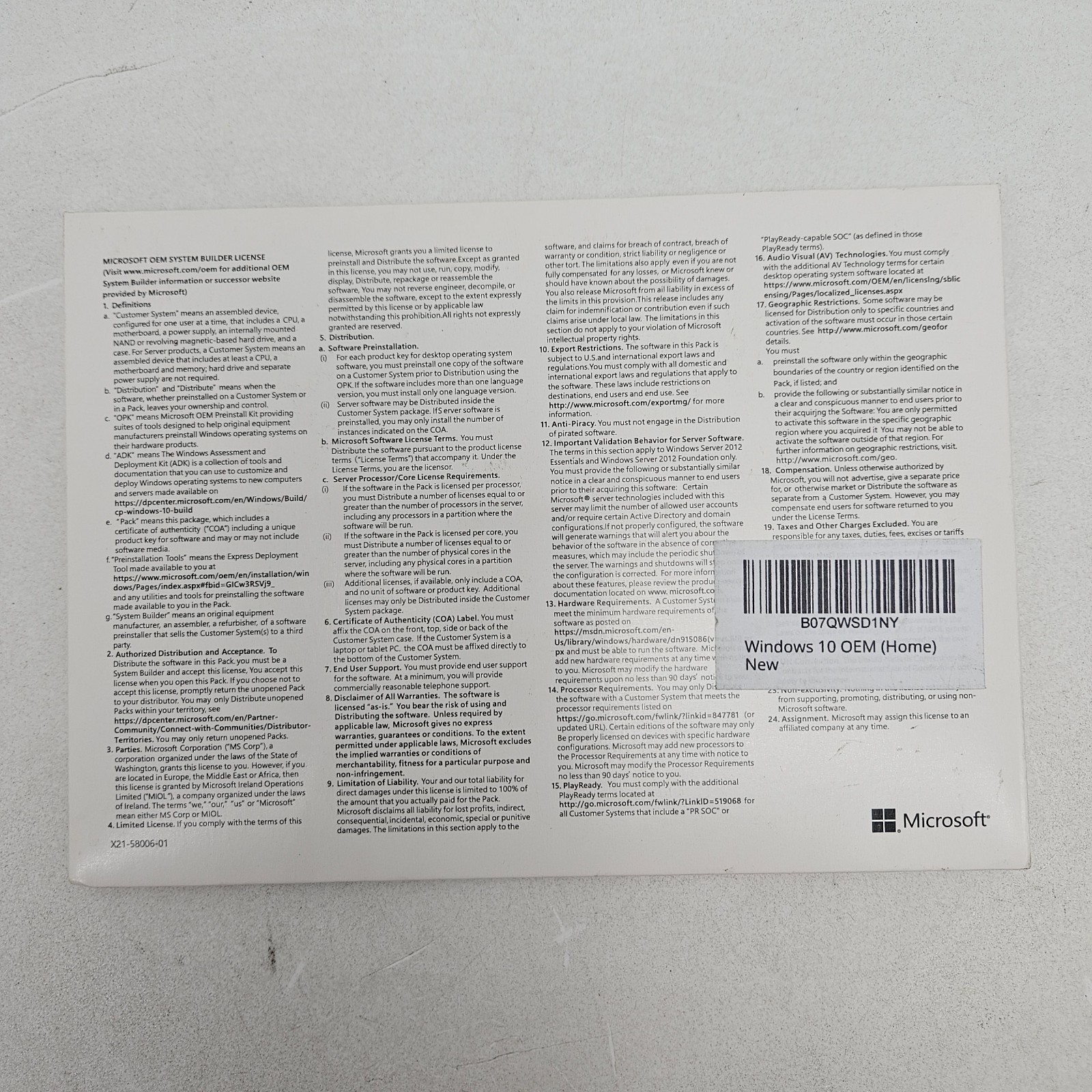 Microsoft Windows 10 Home 64 Bit DVD and COA One PC Sealed w/ Product Key