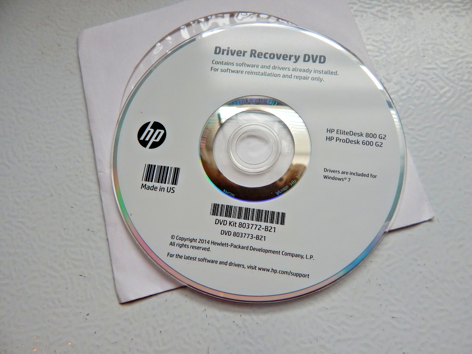 HP Driver Recovery DVD HP Windows 7 Prodesk 600G2 800G2 – CD ONLY