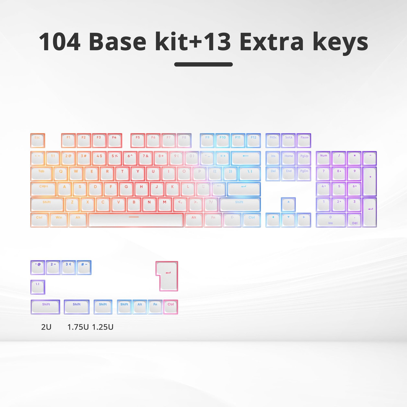White Pudding PBT Keycaps, 117 Key XDA Profile Key caps, Custom Keyboard Keyc…