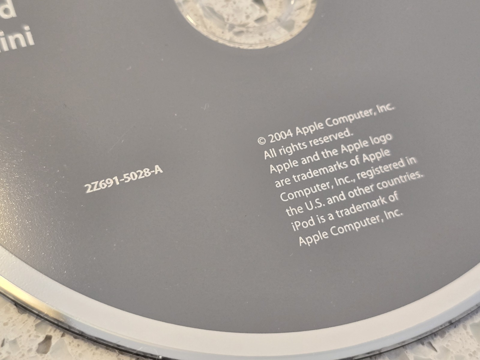 Apple iPod + iPod Mini Software Installation CD 2004 2Z691-5028-A