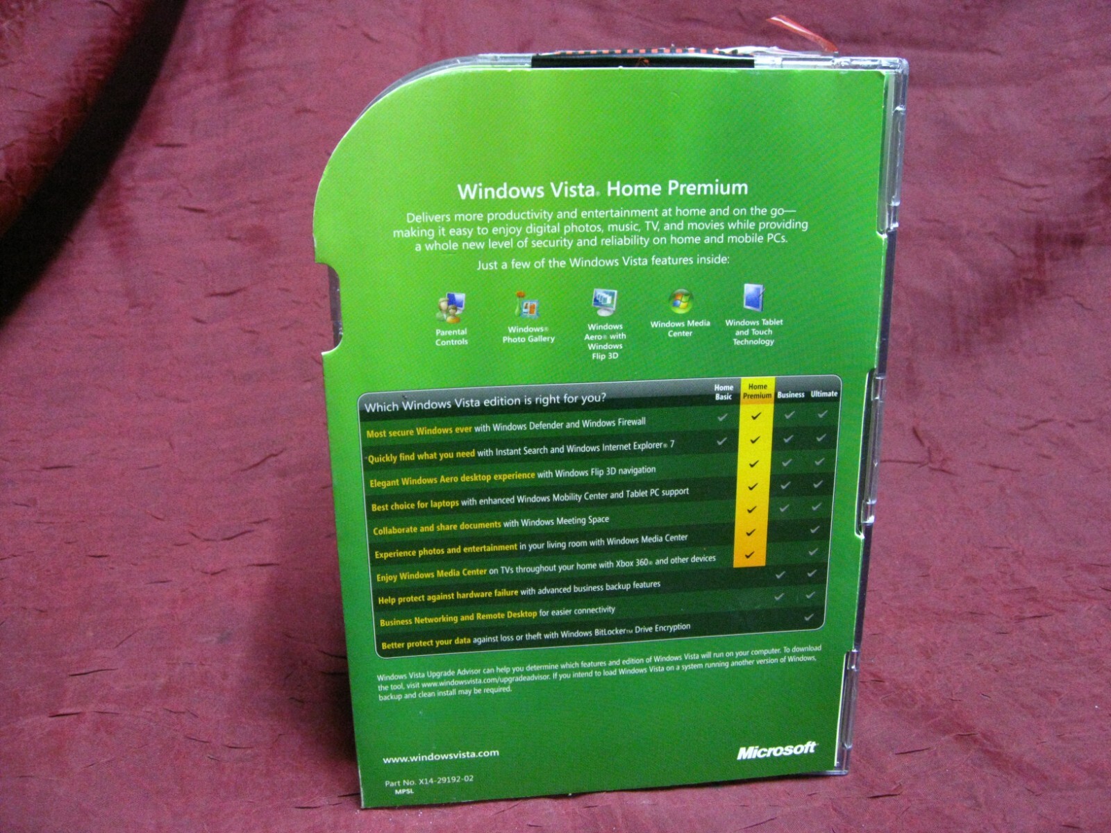 Microsoft Windows Vista Home Premium 32 Bit DVD Retail Box with Product Key