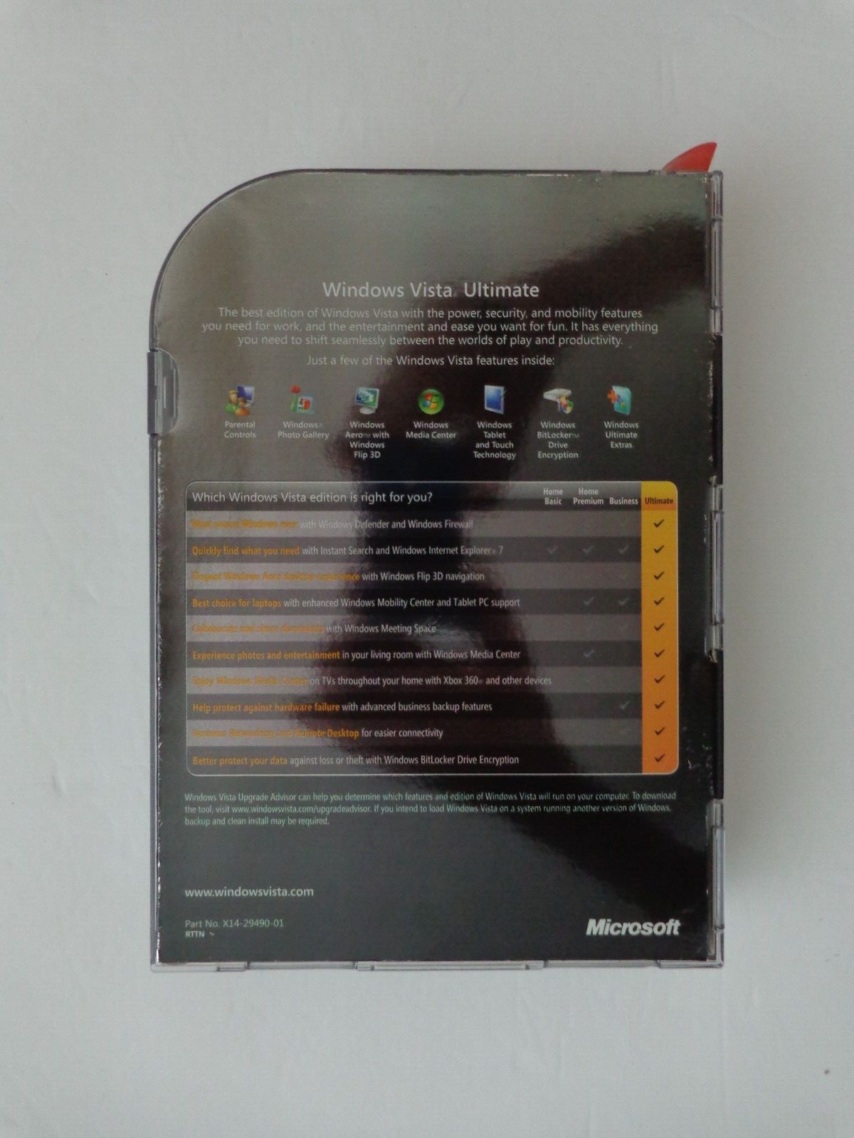 Microsoft Windows Vista Ultimate w/SP1,SKU 66R-02261,Sealed Retail Package,Full