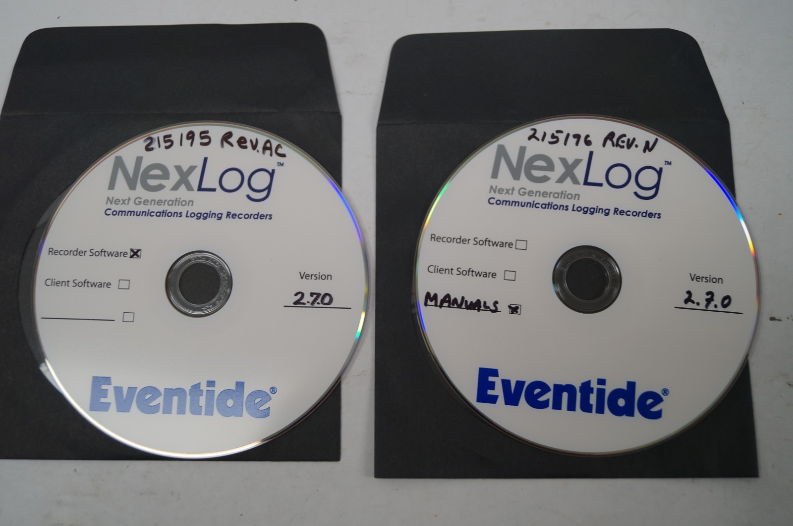 NEXLog Eventide 2.7 Software CDs & Manuals 215195 Rev AC Logging Recorders B321