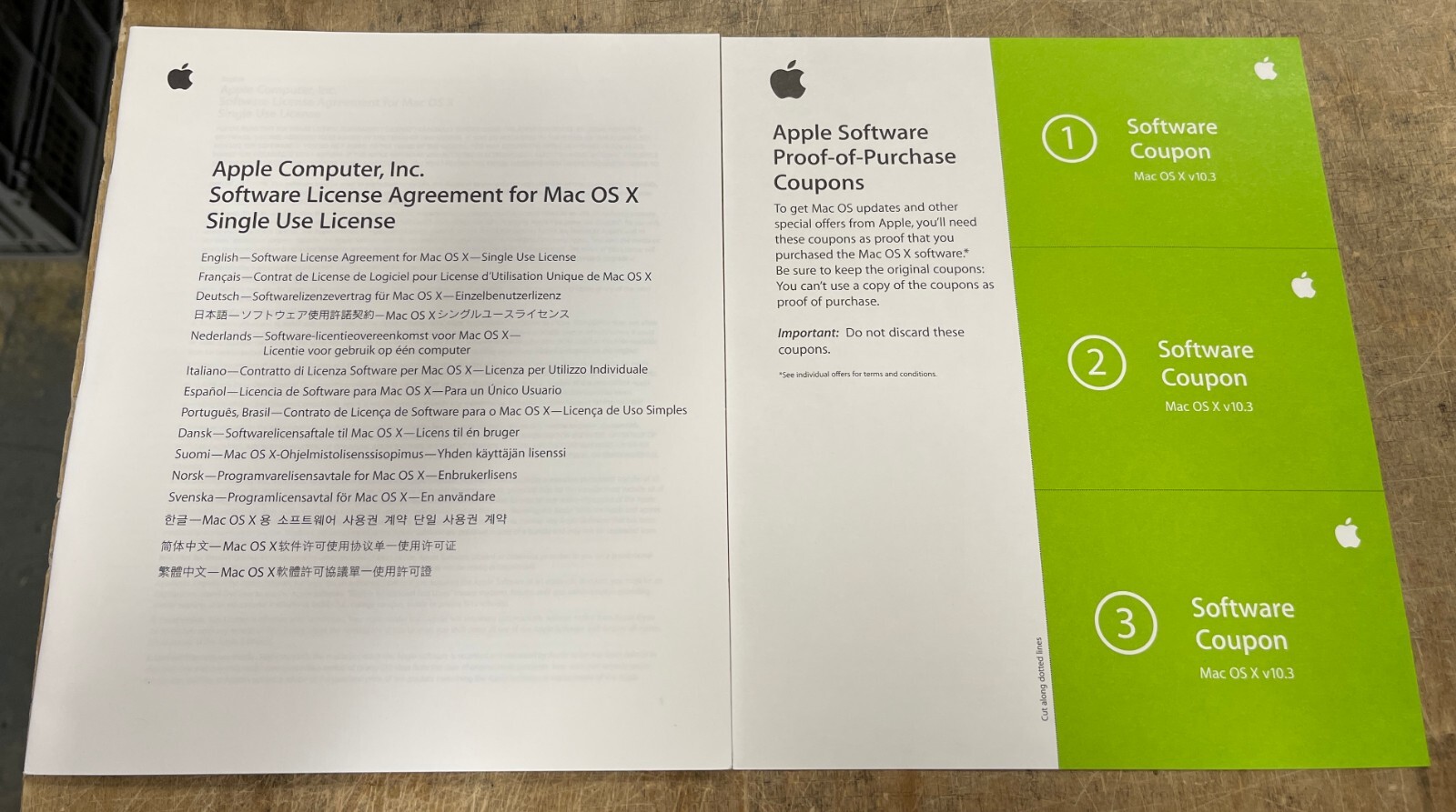 Apple Mac OSX v.10.3 (Panther) CPU Upgrade Pack 603-3913-A