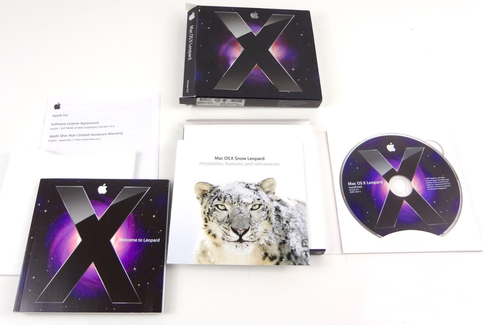 Mac OS X Leopard 10.5 + OS X Snow Leopard 10.6.3 DVD . PERFECT Condition BOXED .