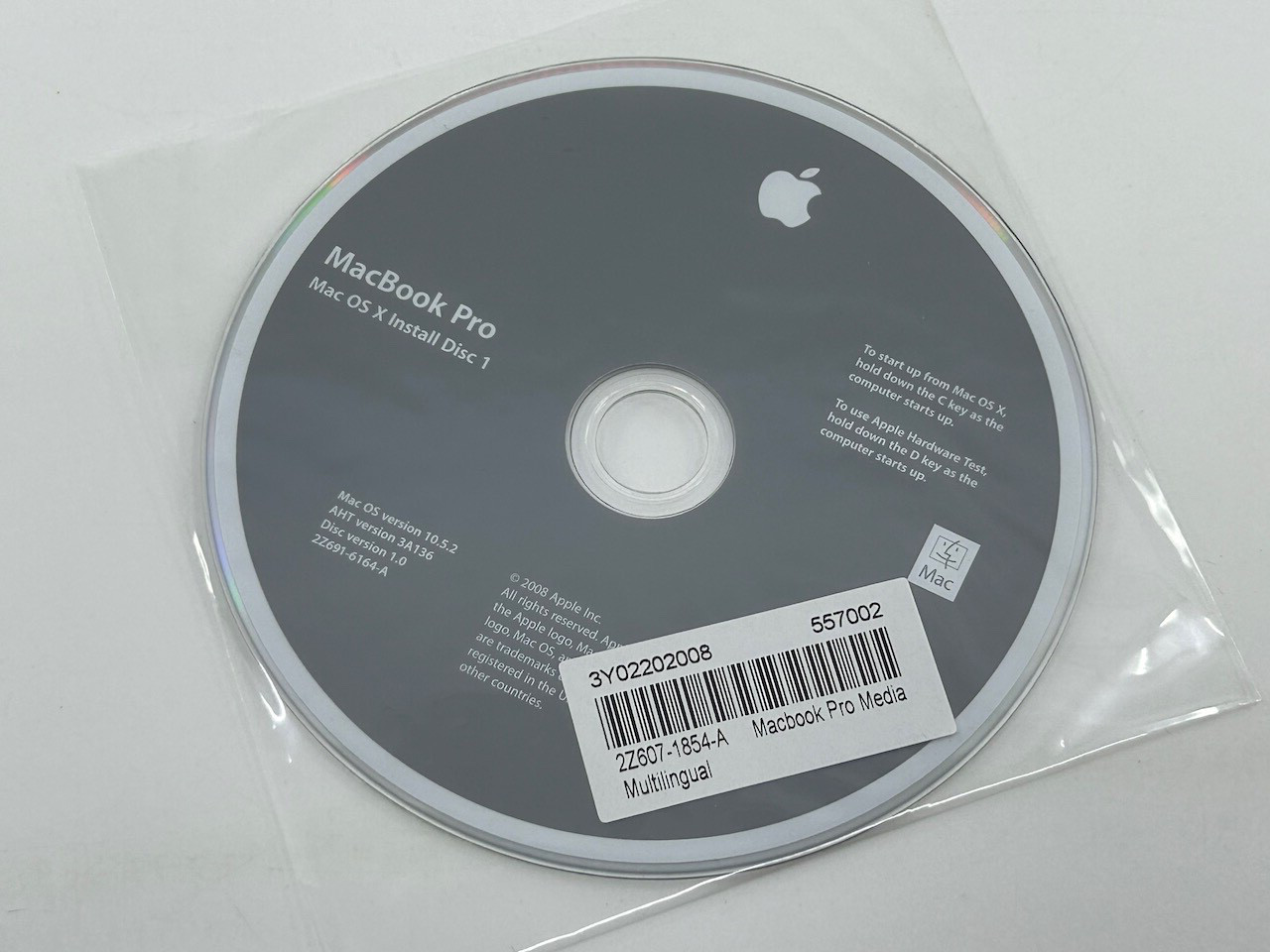 Apple MacBook Pro Mac OS X Install Disc 1 & 2 Version 10.5.2 + Apple Stickers