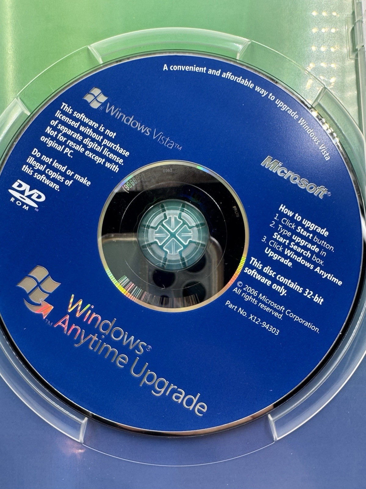 Microsoft Windows Vista Anytime Upgrade Diisc 32-Bit