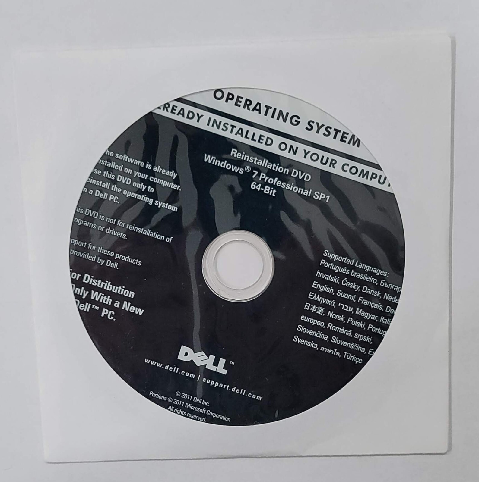 Dell Windows 7 Professional SP1 64 Bit Reinstallation DVD