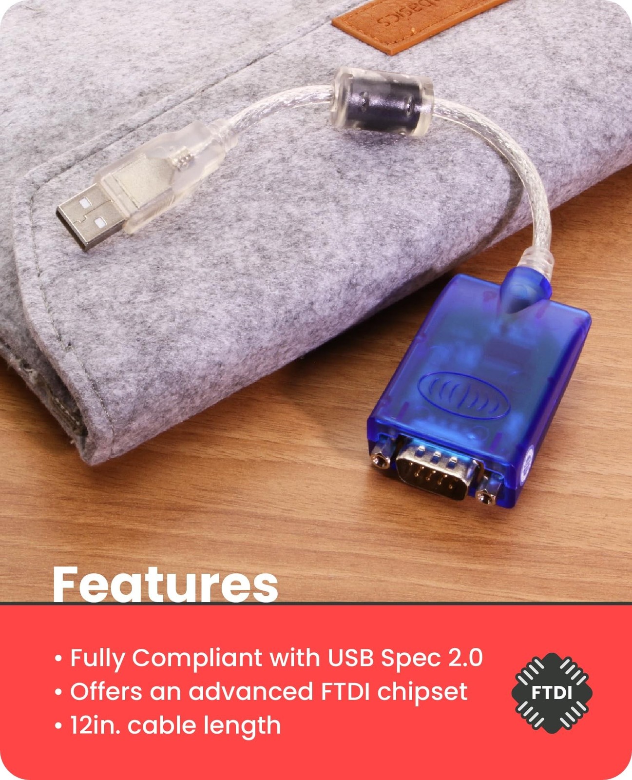GearMo Windows 7/8/10/11 Compatible USB to RS232 Serial Adapter w/FTDI Chip, …