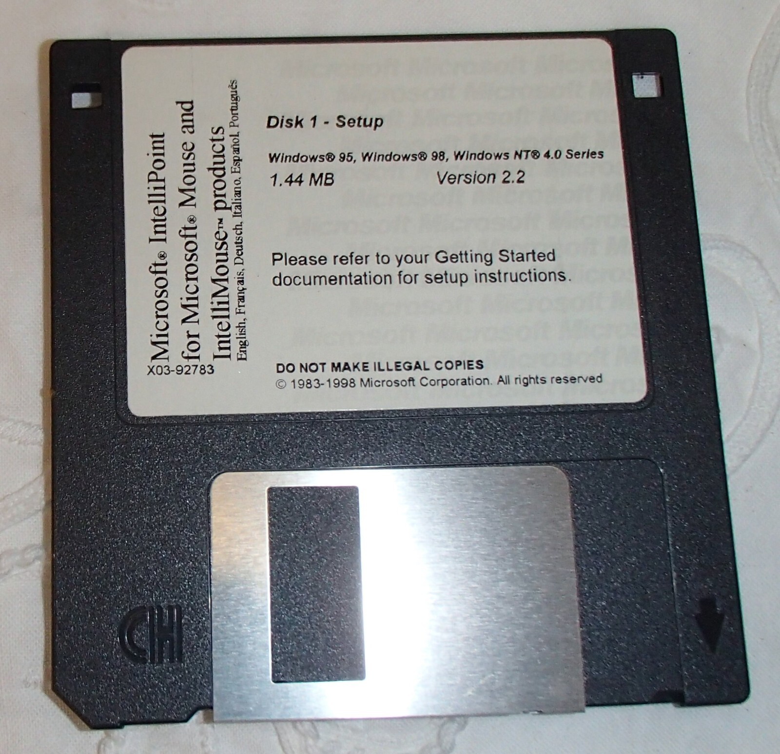 Microsoft Windows NT 95 98 3.5″ Floppy Disk Intellipoint Mouse IntelliMouse
